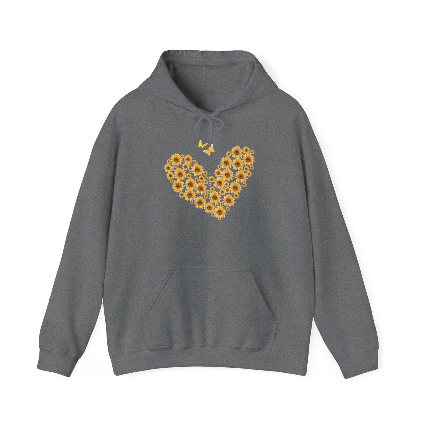 Sunflower Heart & Butterflies Heavy Blend™ Hooded Sweatshirt