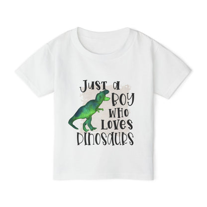 Just A Boy Who Loves Dinosaurs Heavy Cotton™ Toddler T-shirt