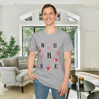 Nurse Candy Hearts Adult T-shirt