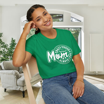 Crazy Proud Always Loud Volleyball Mom Adult T-shirt