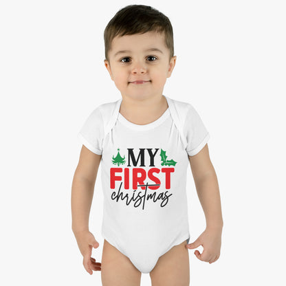 My First Christmas Infant Baby Rib Bodysuit