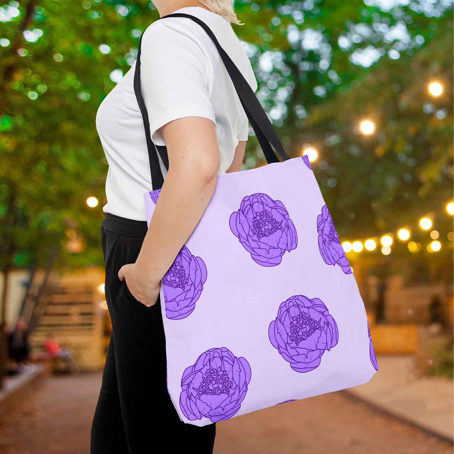 Lilac Mist Peonies Canvas Tote Bag