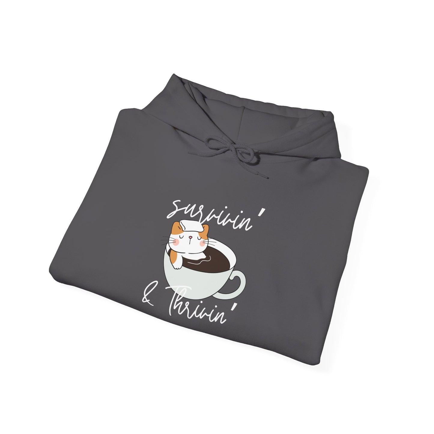 Survivin' and Thrivin' Cat Heavy Blend™ Hooded Sweatshirt