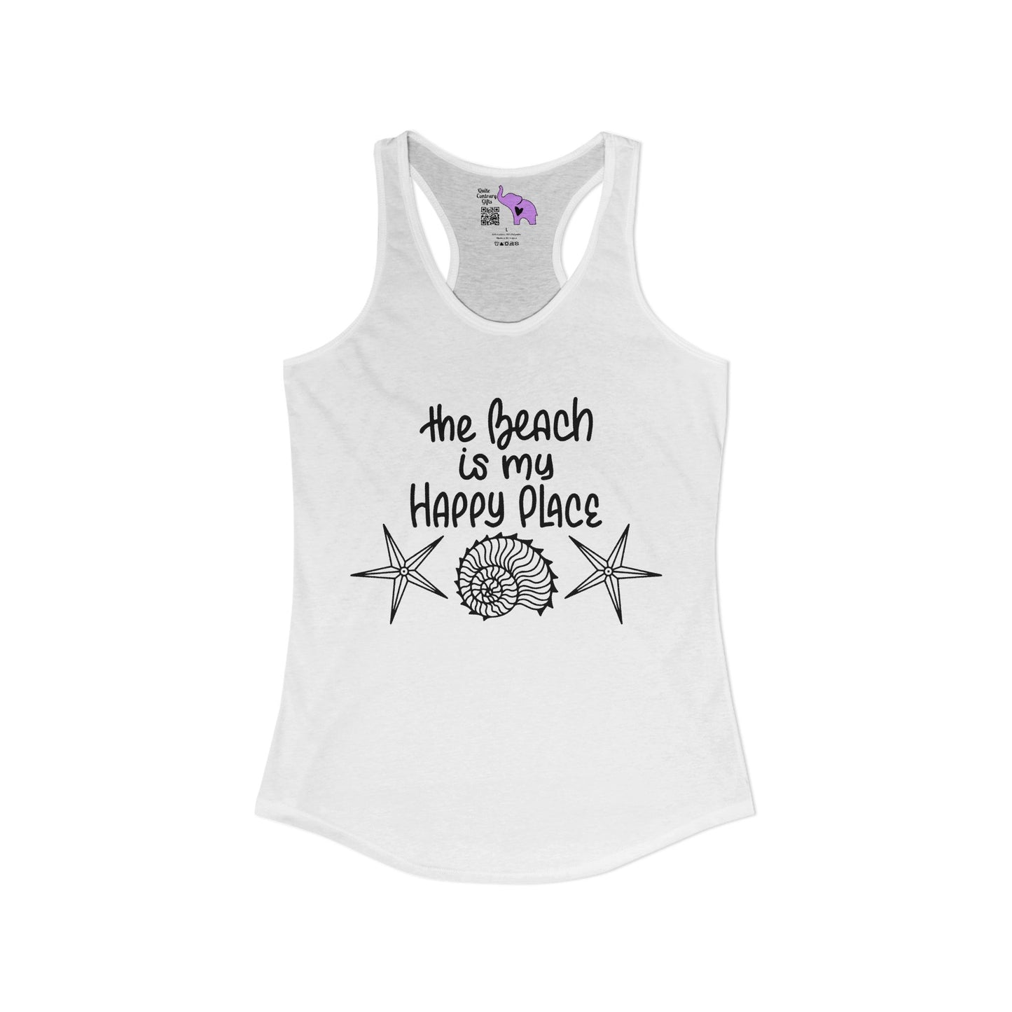 The Beach Is My Happy Place Women's Ideal Racerback Tank