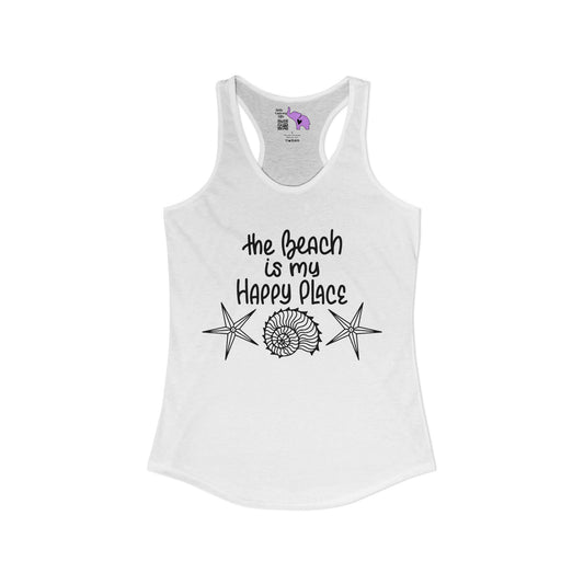 The Beach Is My Happy Place Women's Ideal Racerback Tank