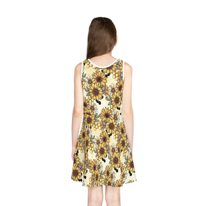 Honeycombs & Sunflowers Girls' Sleeveless Sundress