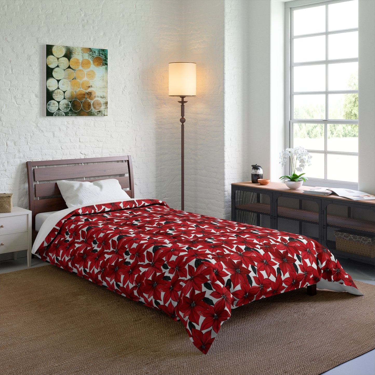 Inked Poinsettias Sketch Comforter