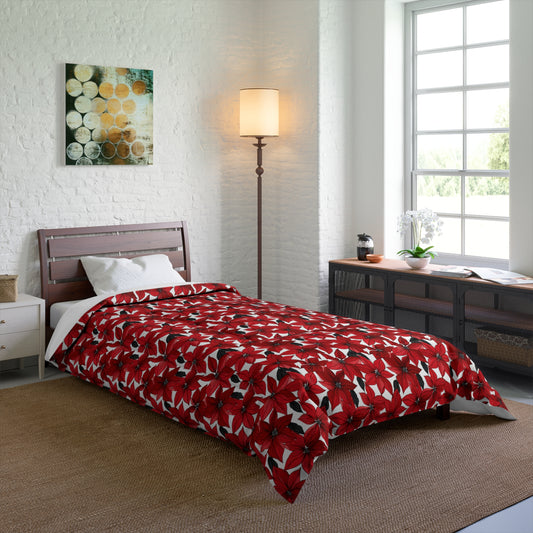 Inked Poinsettias Sketch Comforter