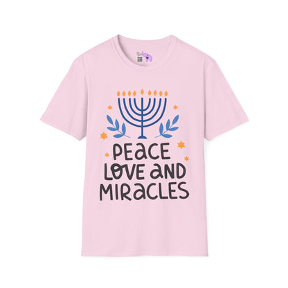 Hanukkah Peace Love & Miracles 1 Adult T-shirt