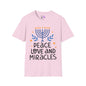 Hanukkah Peace Love & Miracles 1 Adult T-shirt