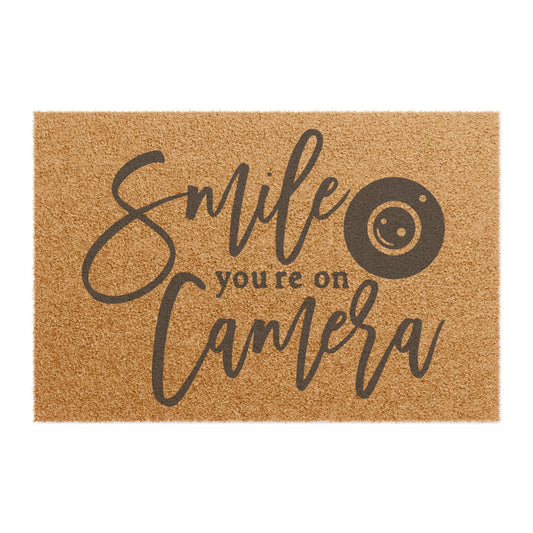 Smile You're On Camera Coconut Fiber Doormat
