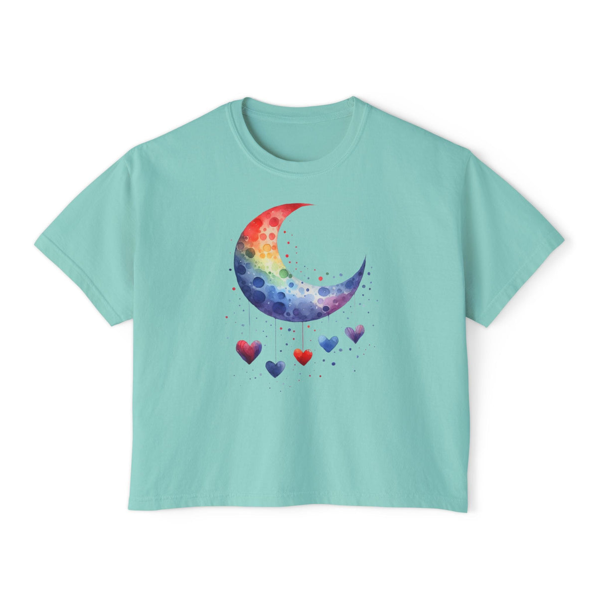 Colorful Heart Moon Women's Boxy Tee