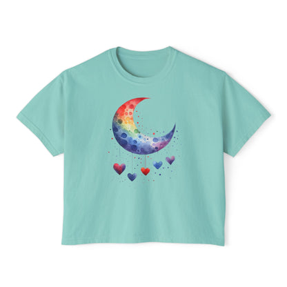 Colorful Heart Moon Women's Boxy Tee