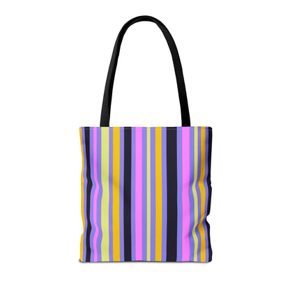 Midnight Pop Stripes Canvas Tote Bag