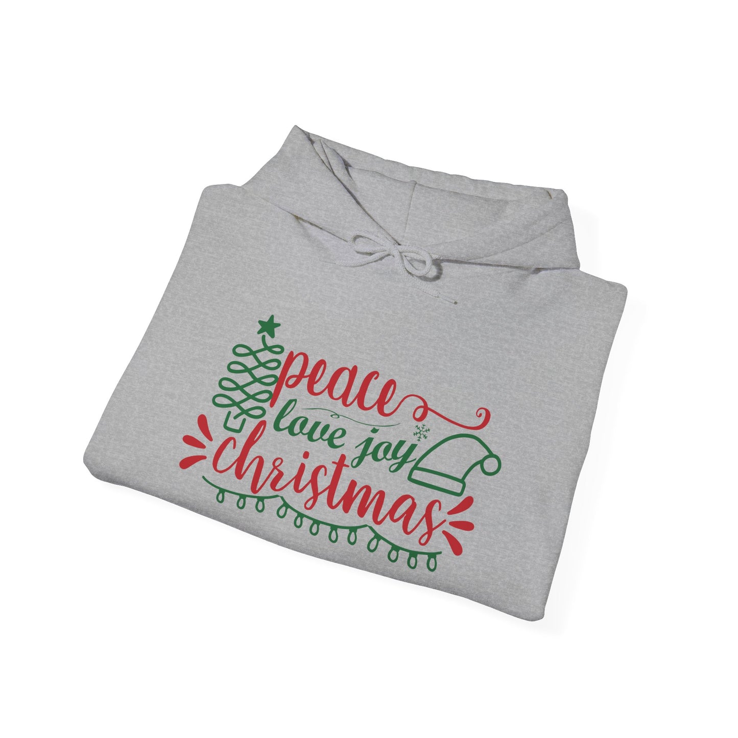 Peace Love & Joy Christmas Adult Heavy Blend™ Hooded Sweatshirt