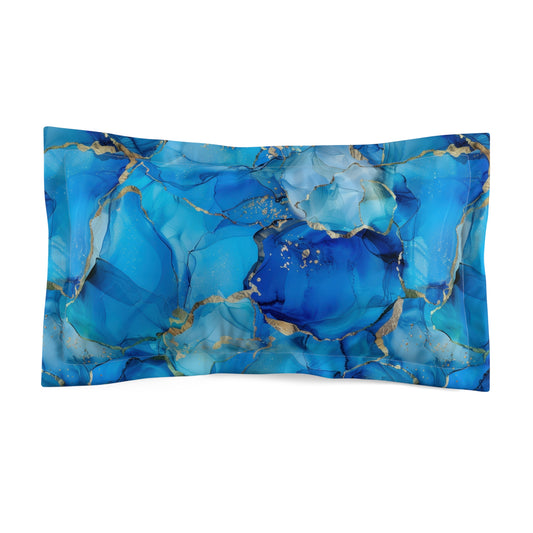 Turquoise Marble Print Microfiber Pillow Sham