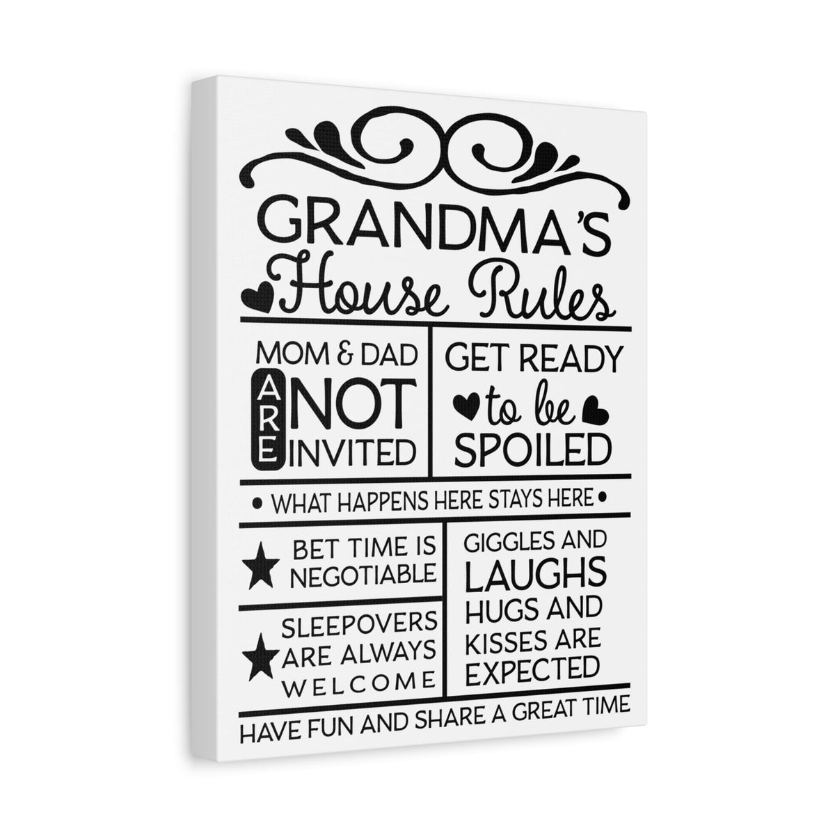Grandma's House Rules Canvas Art