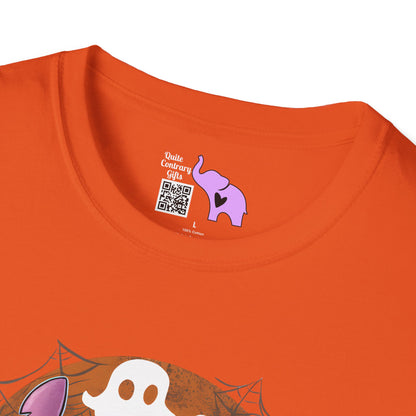 Halloween Skeleton Stitch w/Ghosts & Pumpkins Adult T-shirt