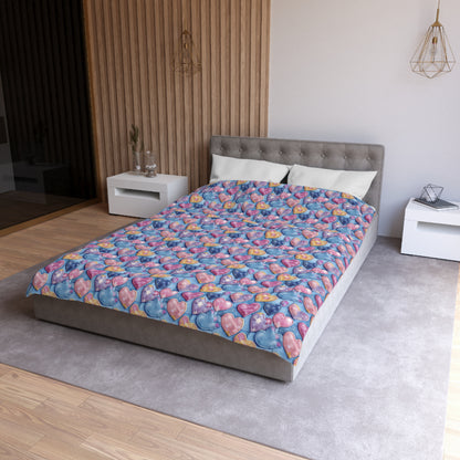Color Pop Stitched Hearts Duvet Bedding Set