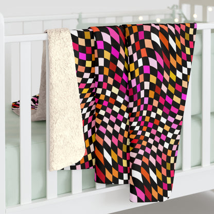 Warped Red Checkered Fleece Blanket