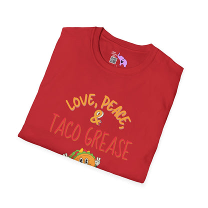 Love, Peace, & Taco Grease Adult T-shirt