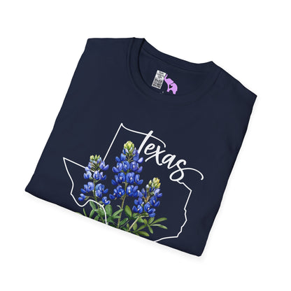 Texas Bluebonnets Outline Adult T-shirt