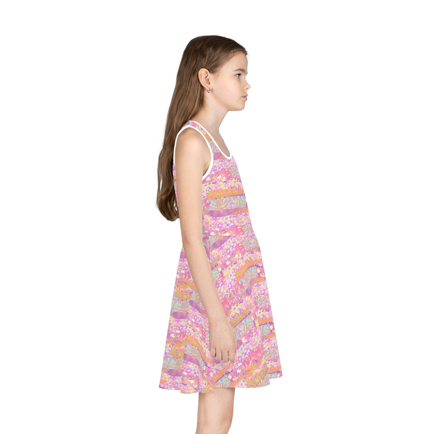 Wild Tropic Collage Girls' Sleeveless Sundress