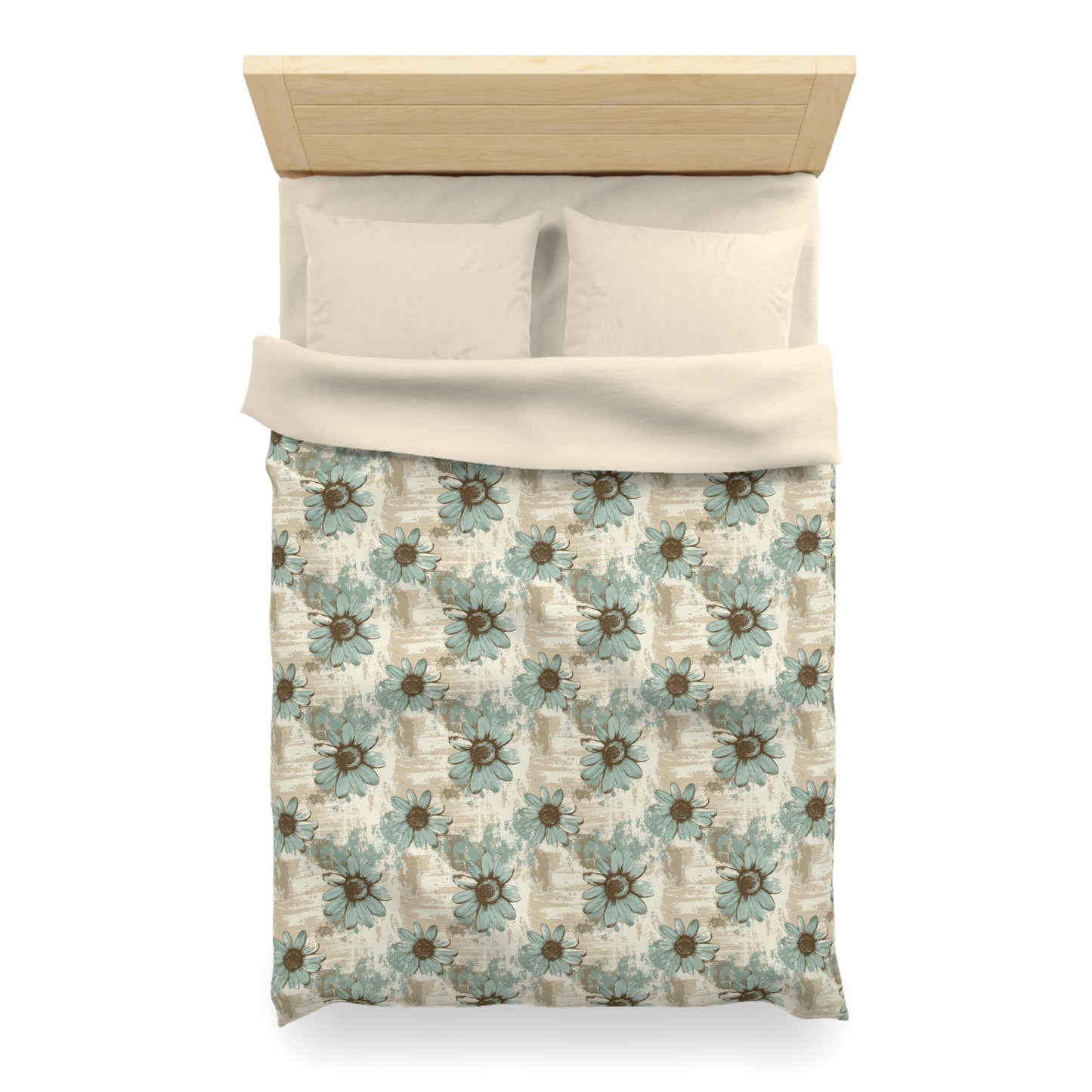 Rustic Teal Daisy Microfiber Duvet Cover