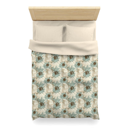 Rustic Teal Daisy Microfiber Duvet Cover