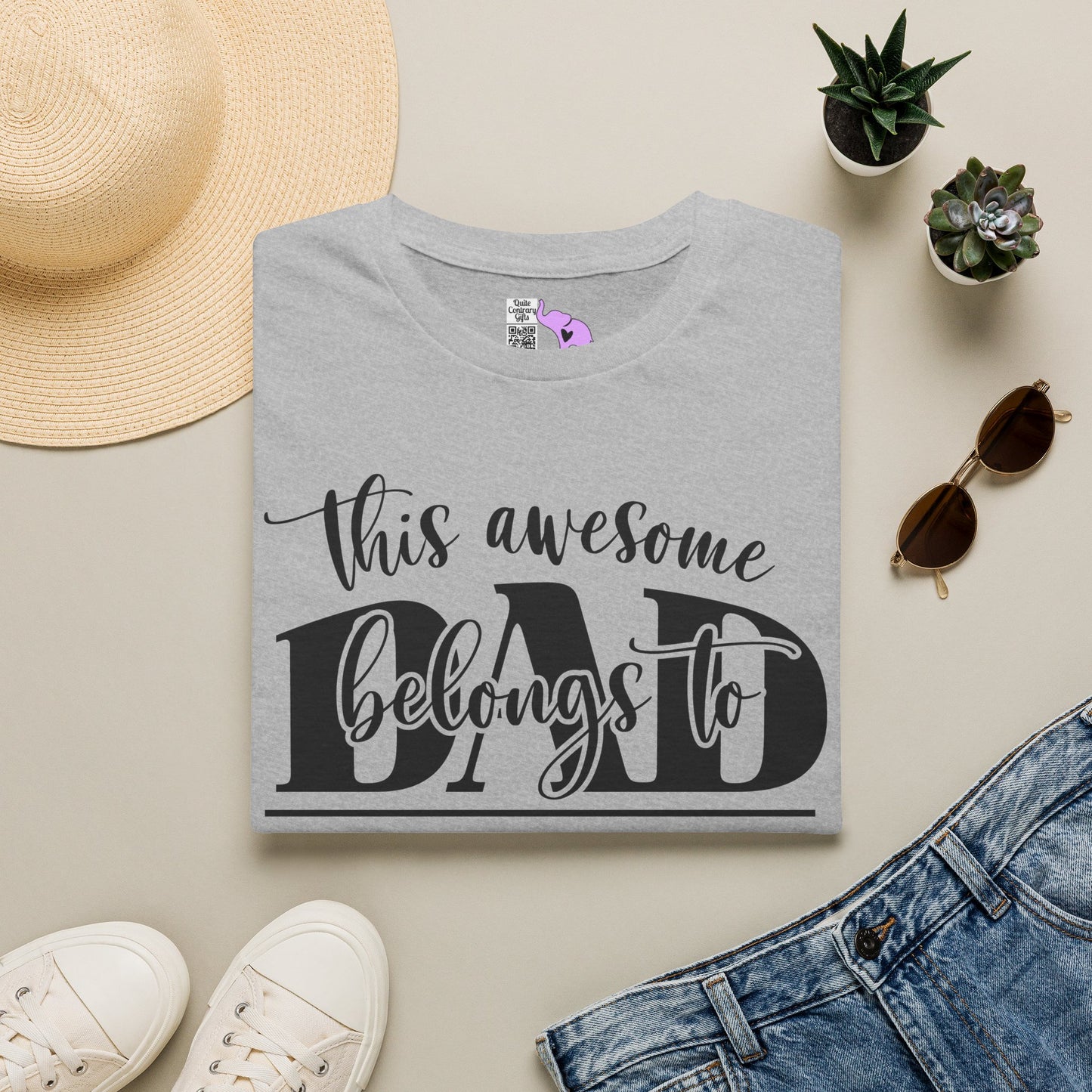""This Awesome Dad Belongs To... Adult T-shirt (Personalizable)