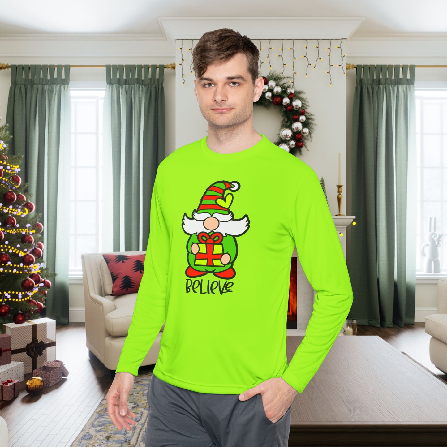 Believe Gnome Adult Long Sleeve Tee
