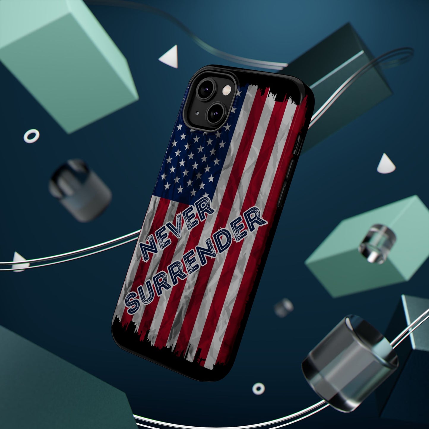 Never Surrender American Flag MagSafe® Compatible Tough Case for iPhone