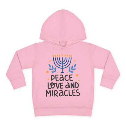 Hanukkah Peace Love & Miracles 1 Toddler Pullover Fleece Hoodie