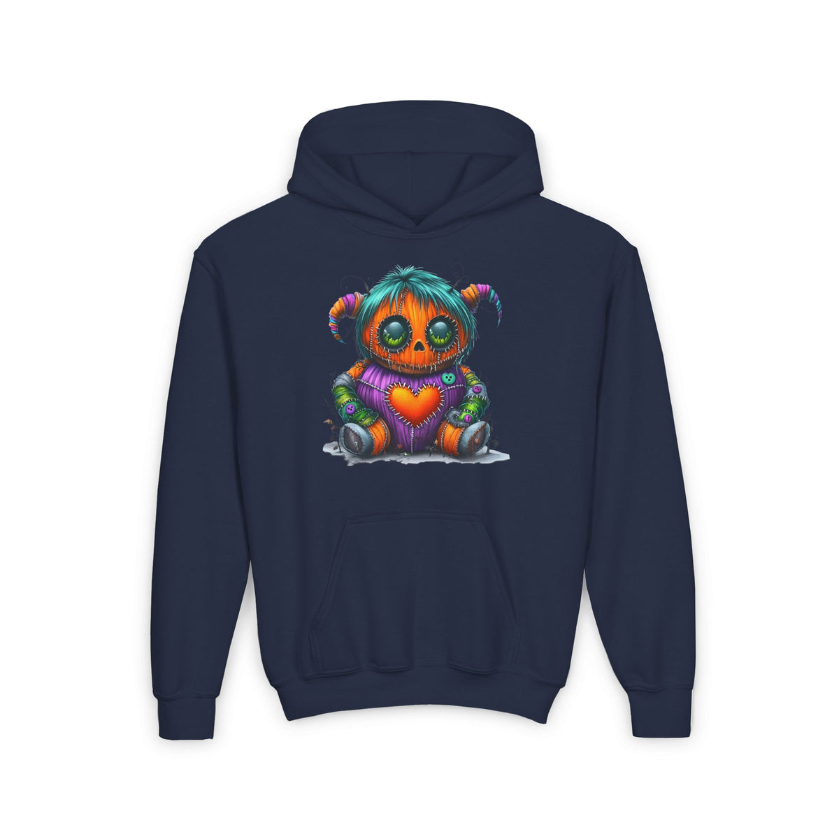 Patchwork Pumpkin Heart Youth Heavy Blend Hoodie
