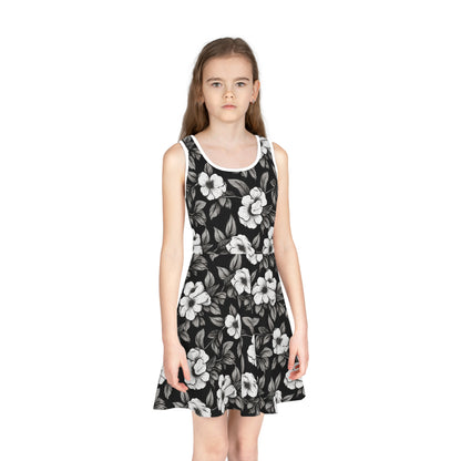 Black & White Daisies Girls' Sleeveless Sundress