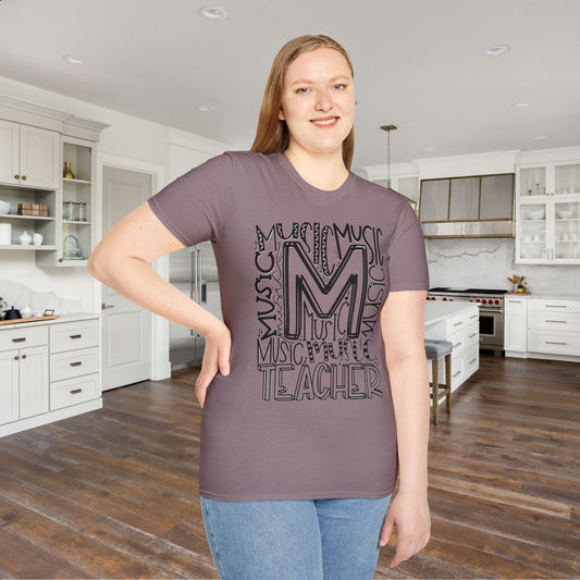 Music Teacher Typography Adult T-shirt