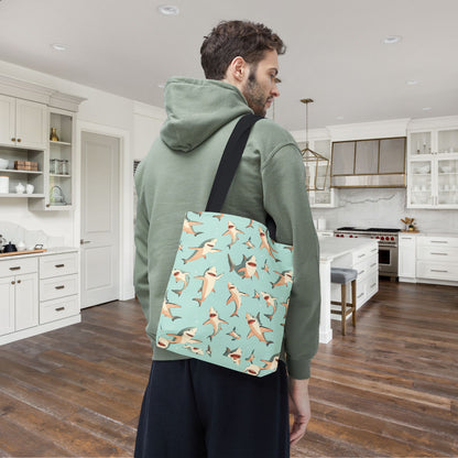 Aquamarine Sharks Canvas Tote Bag