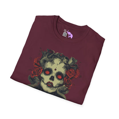 Creepy Skull and Roses Adult T-shirt