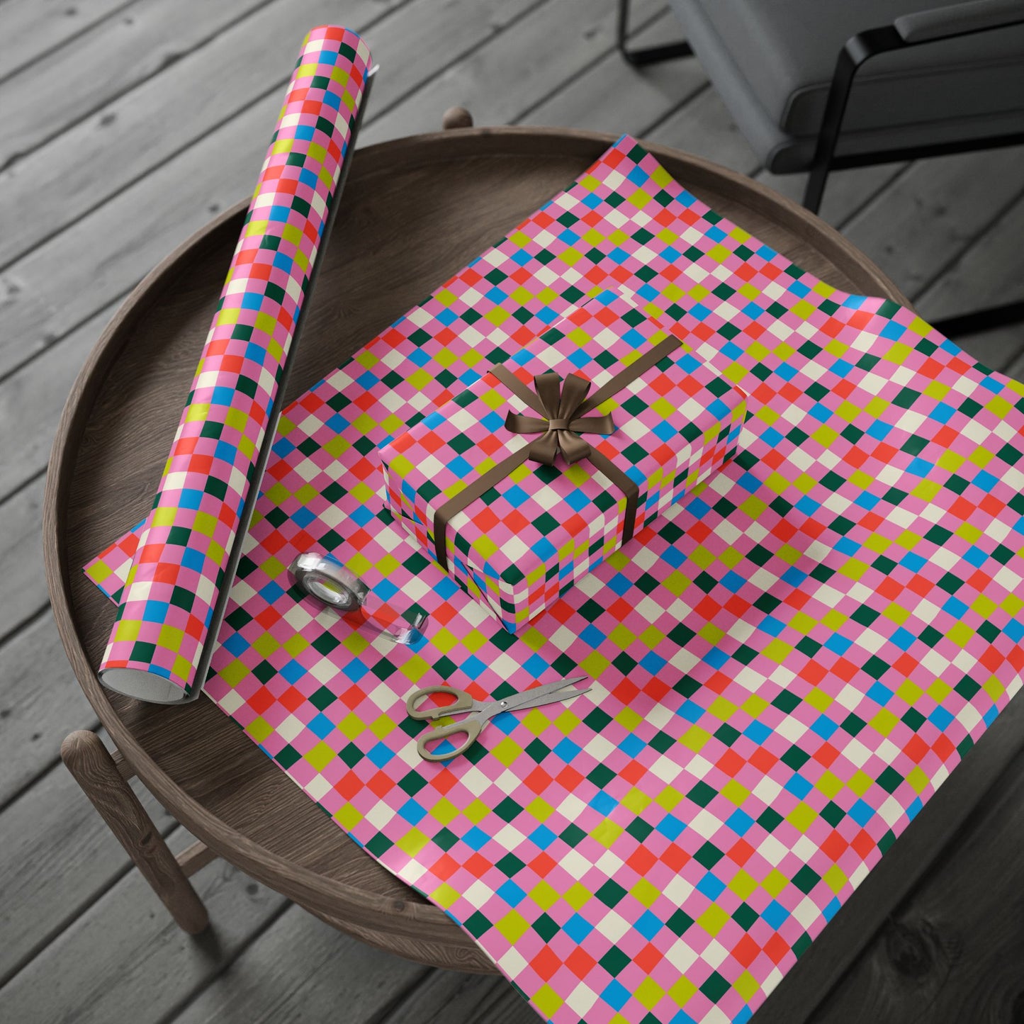 Bubblegum Grid Wrapping Paper