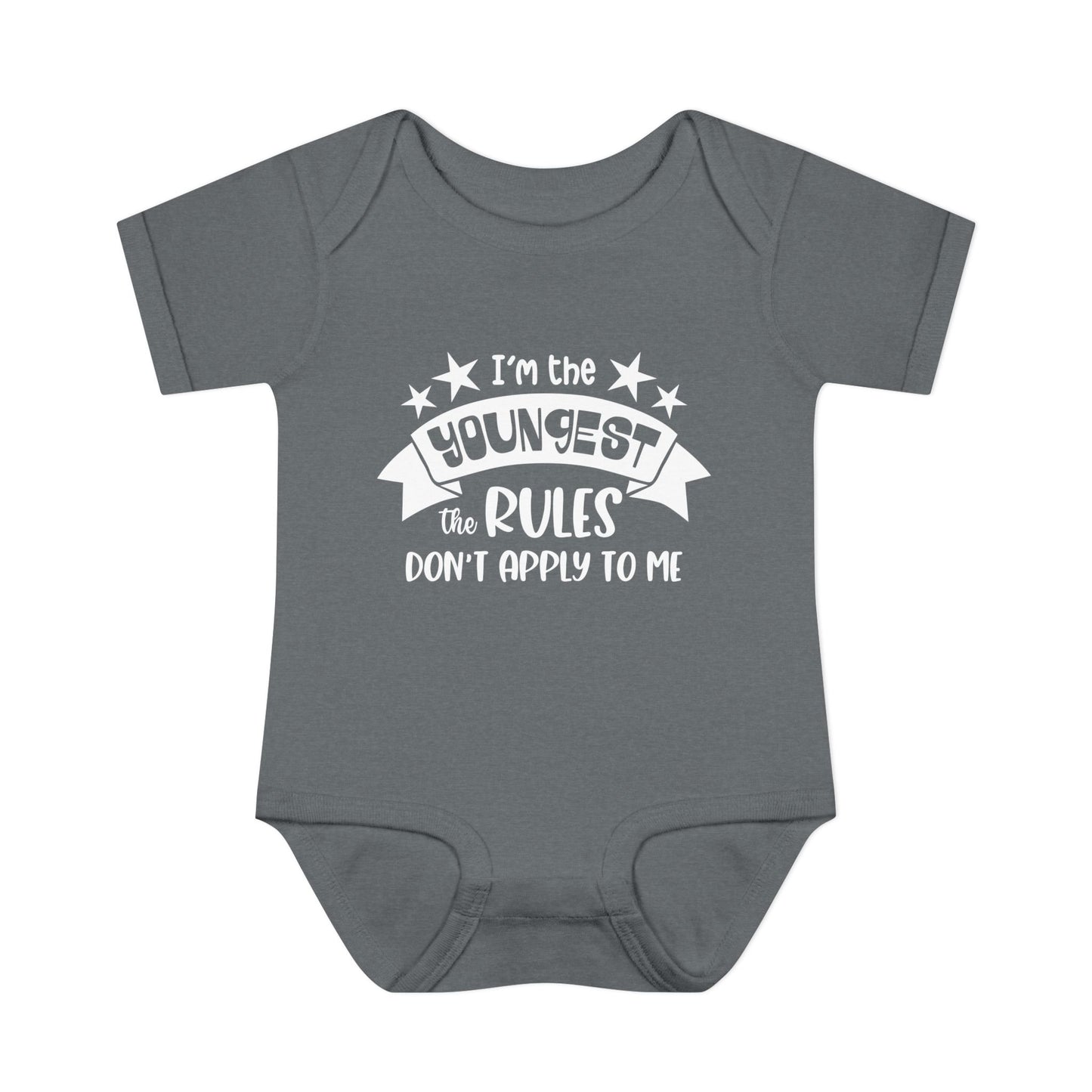 I'm The Youngest The Rules Don't Apply To Me Infant Baby Rib Bodysuit