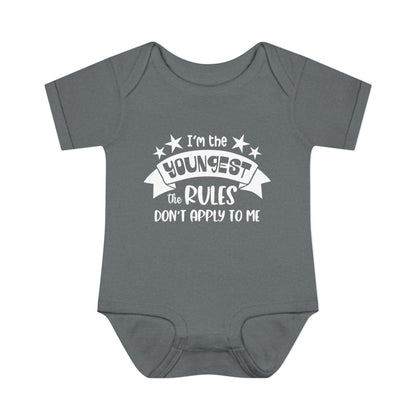I'm The Youngest The Rules Don't Apply To Me Infant Baby Rib Bodysuit