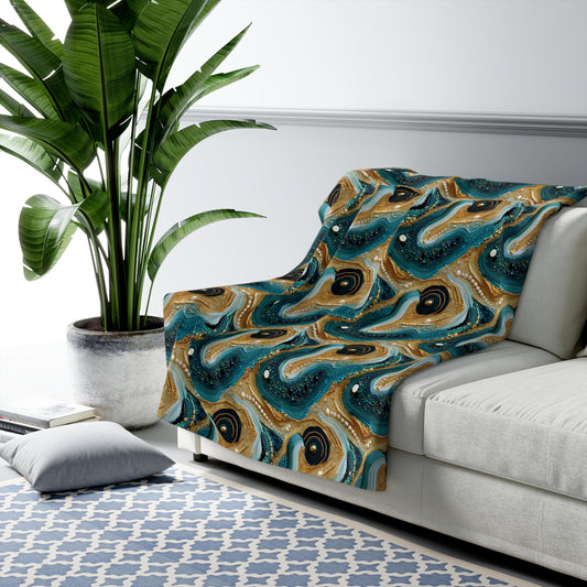 Gilded Ocean Veins Fleece Blanket
