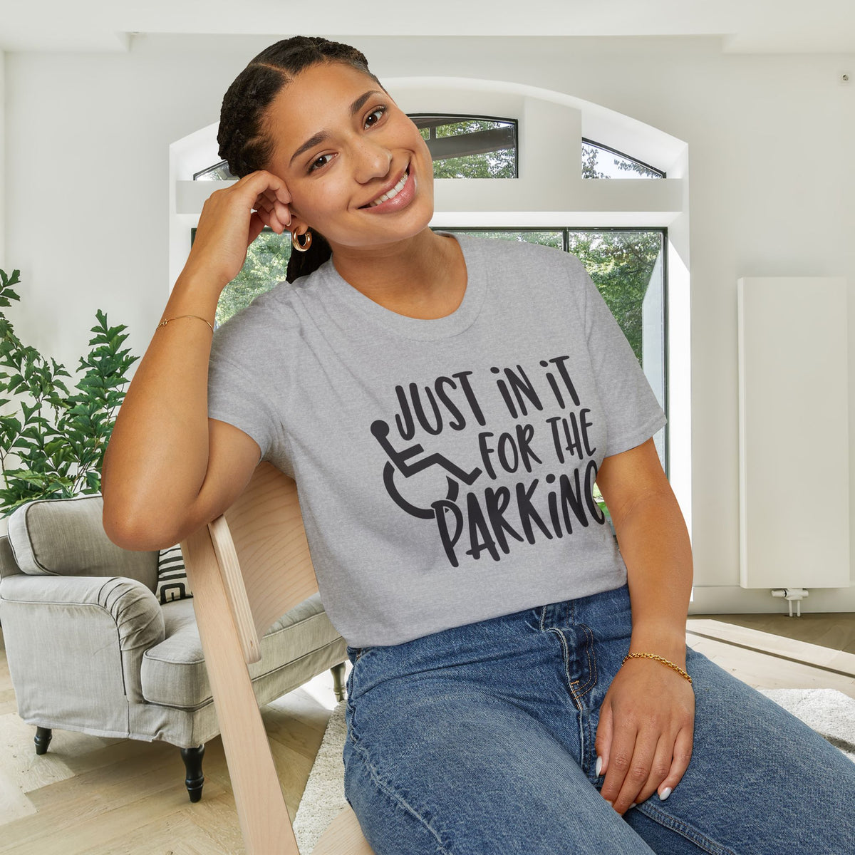 Just In It For The Parking (Wheelchair User) Adult T-shirt