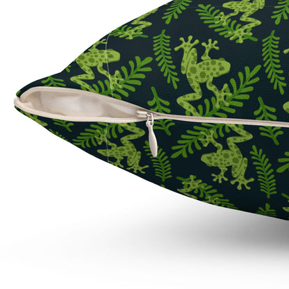 Emerald Canopy Frogs Throw Pillow