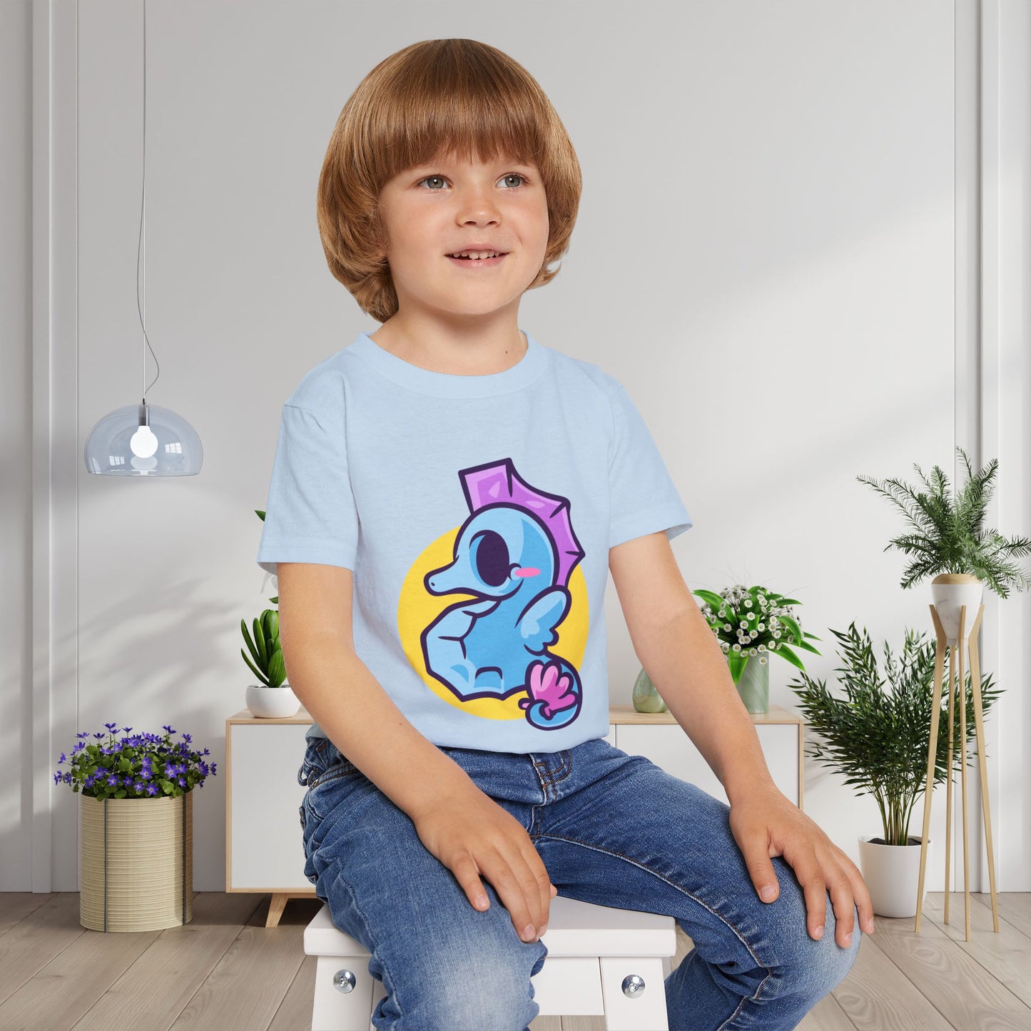 Cute Seahorse (Blue) Heavy Cotton™ Toddler T-shirt
