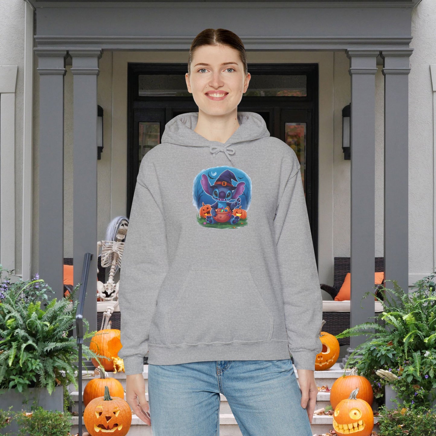 Spooky Stitch w/Pumpkins Heavy Blend™ Hooded Sweatshirt