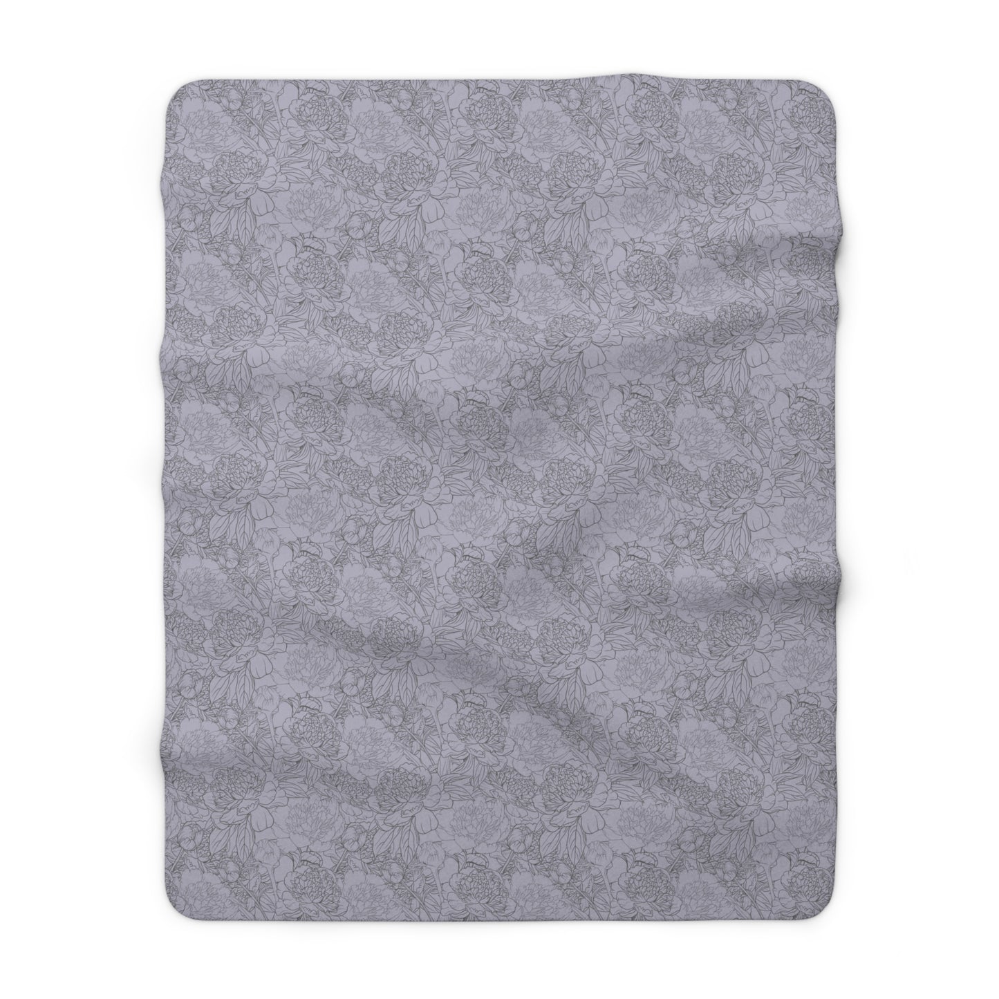 Greyish Purple Flower Print Sherpa Fleece Blanket