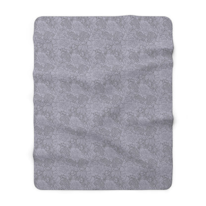 Greyish Purple Flower Print Sherpa Fleece Blanket