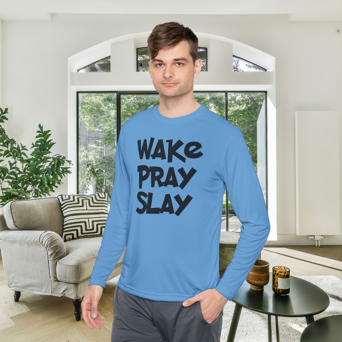 Wake Pray Slay Adult Long Sleeve Tee