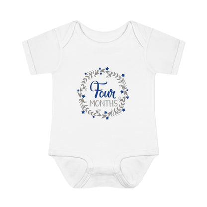 ""Blue Milestone Wreath Onesie-Four Months